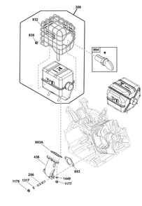 Exhaust Group Diagram and Parts List for 25E337-0029-F1  Briggs and Stratton Engine